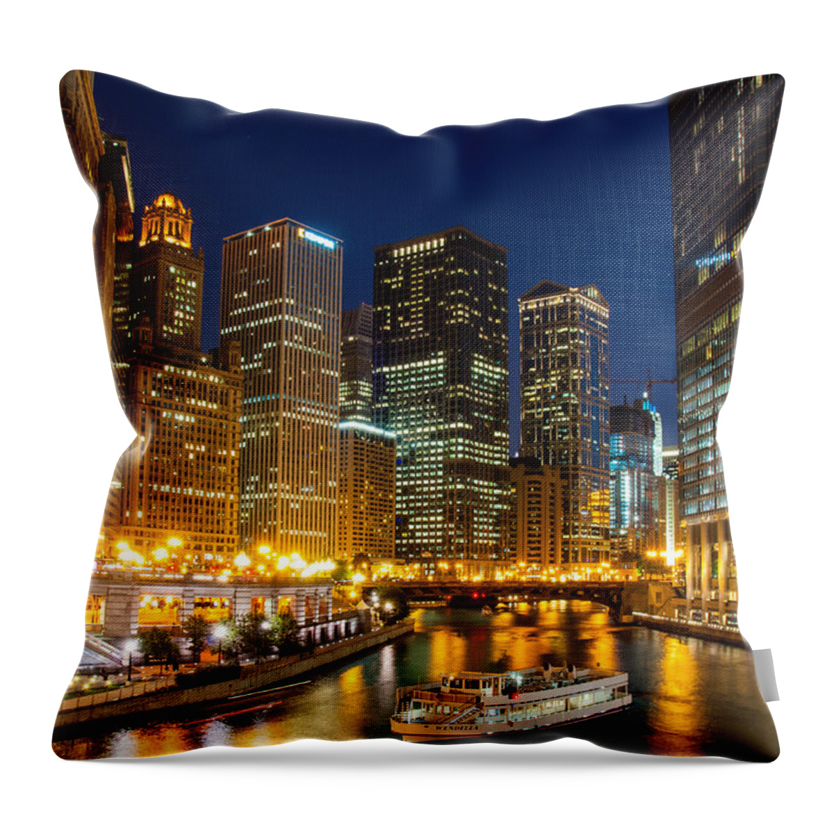 Chicago Throw Pillow featuring the photograph Chicago Magnificent Mile by Lev Kaytsner