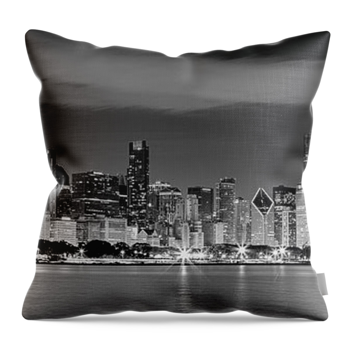 Chicago Throw Pillow featuring the photograph Chicago Skyline Black and White by Lev Kaytsner