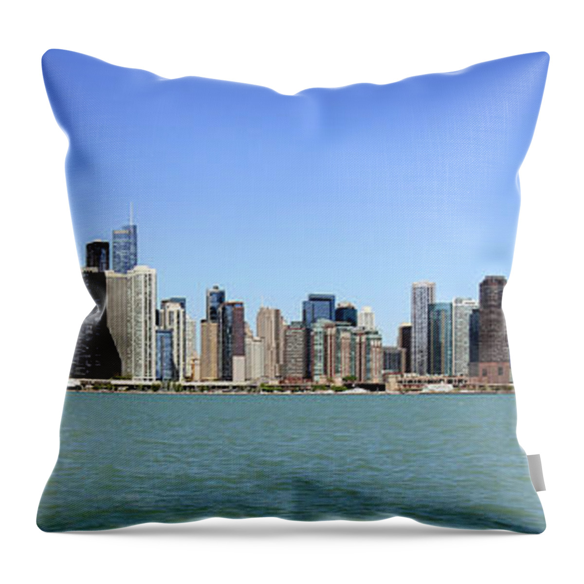 Chicago Throw Pillow featuring the photograph Chicago Skyline Wide Angle by Jackson Pearson