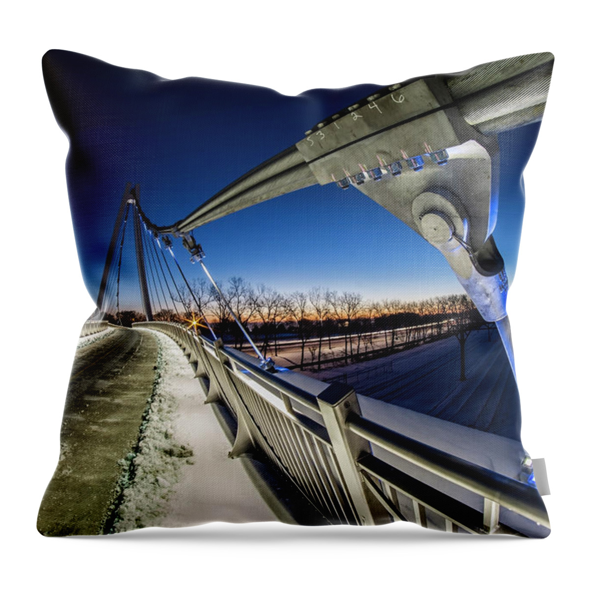 Chicago Throw Pillow featuring the photograph Chicago's new 35th street ped bridge at dawn by Sven Brogren