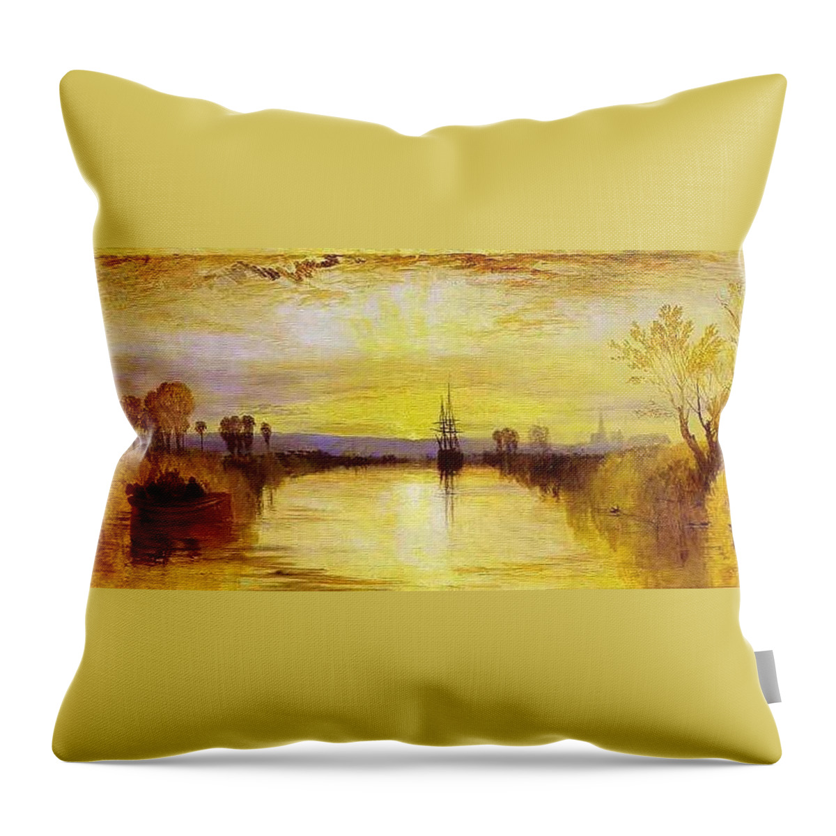 Turner Throw Pillow featuring the painting Chichester Canal by Pam Neilands