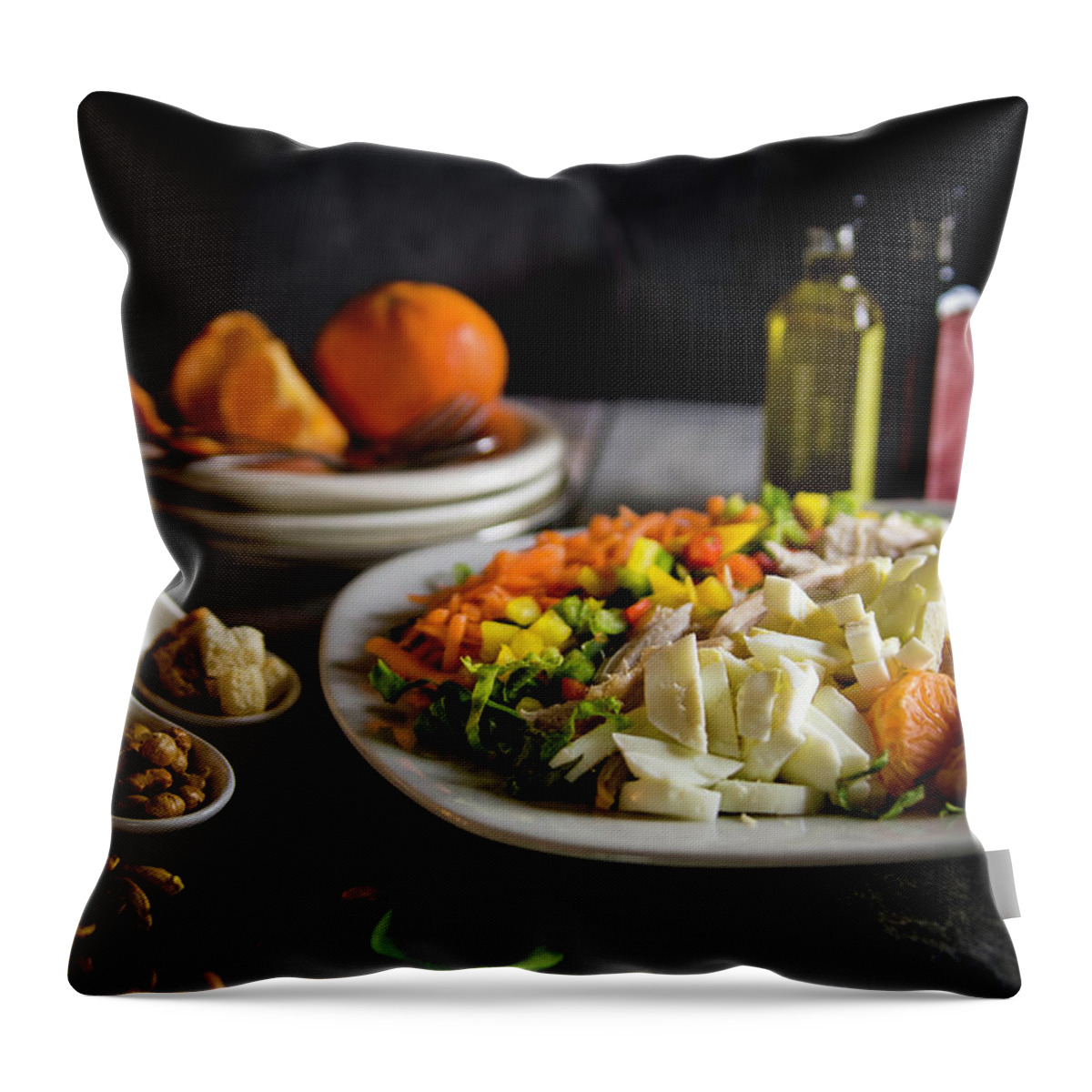 Meal Throw Pillow featuring the photograph Chicken Salad with an Orange Twist by Deborah Klubertanz