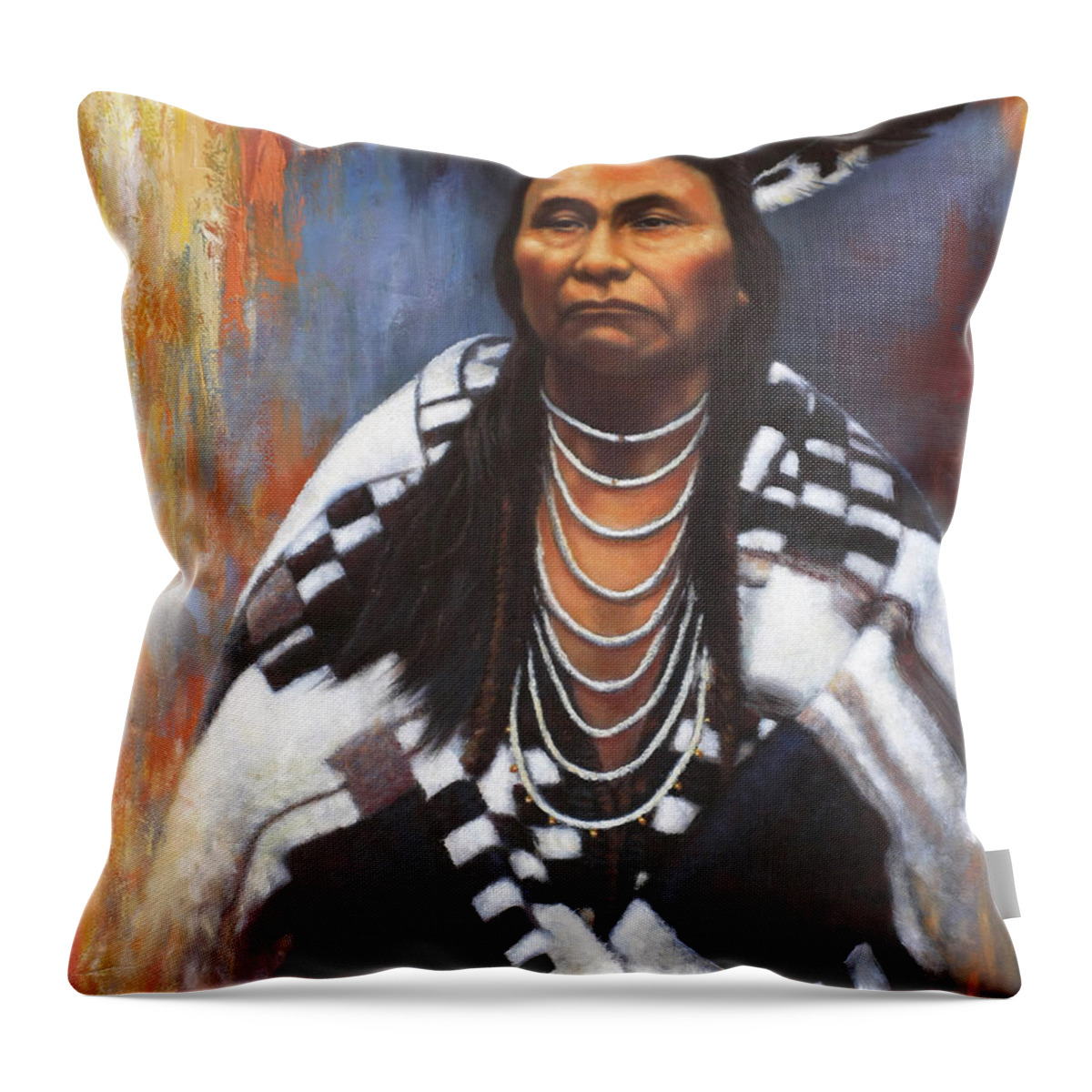Native American Throw Pillow featuring the painting Chief Joseph by Harvie Brown