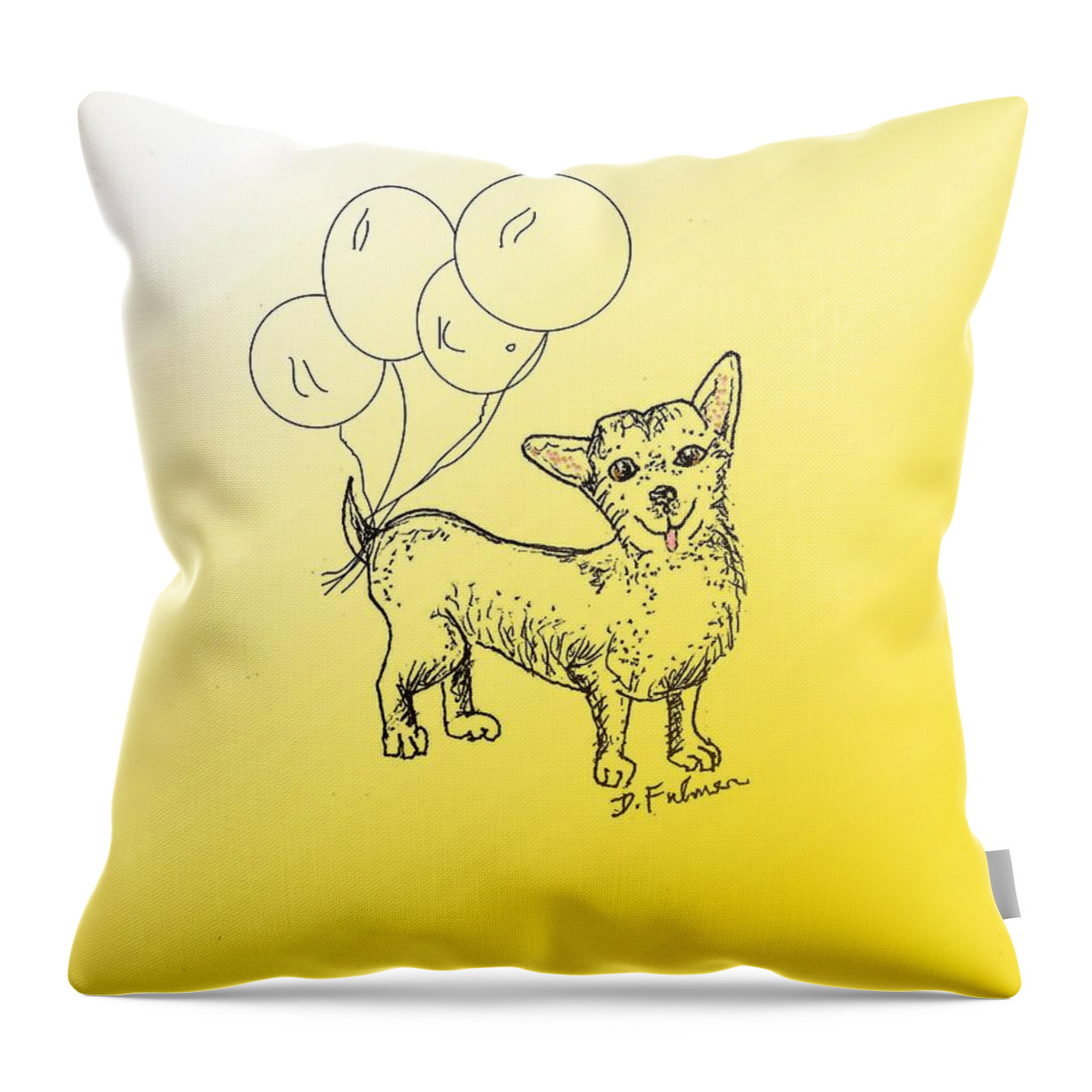 Animal Throw Pillow featuring the drawing Chihuahua by Denise F Fulmer