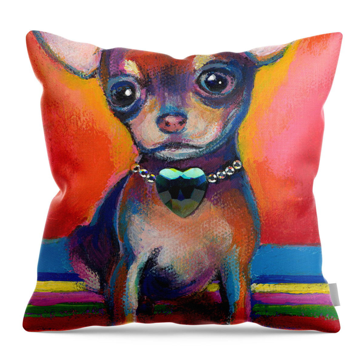 Chihuahua Dog Portrait Throw Pillow featuring the painting Chihuahua dog portrait by Svetlana Novikova