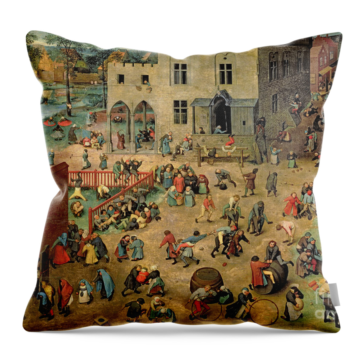 Children Throw Pillow featuring the painting Children's Games by Pieter the Elder Bruegel
