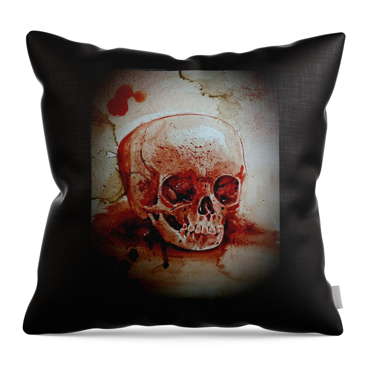 Skull Throw Pillow featuring the painting Childs skull by Ryan Almighty