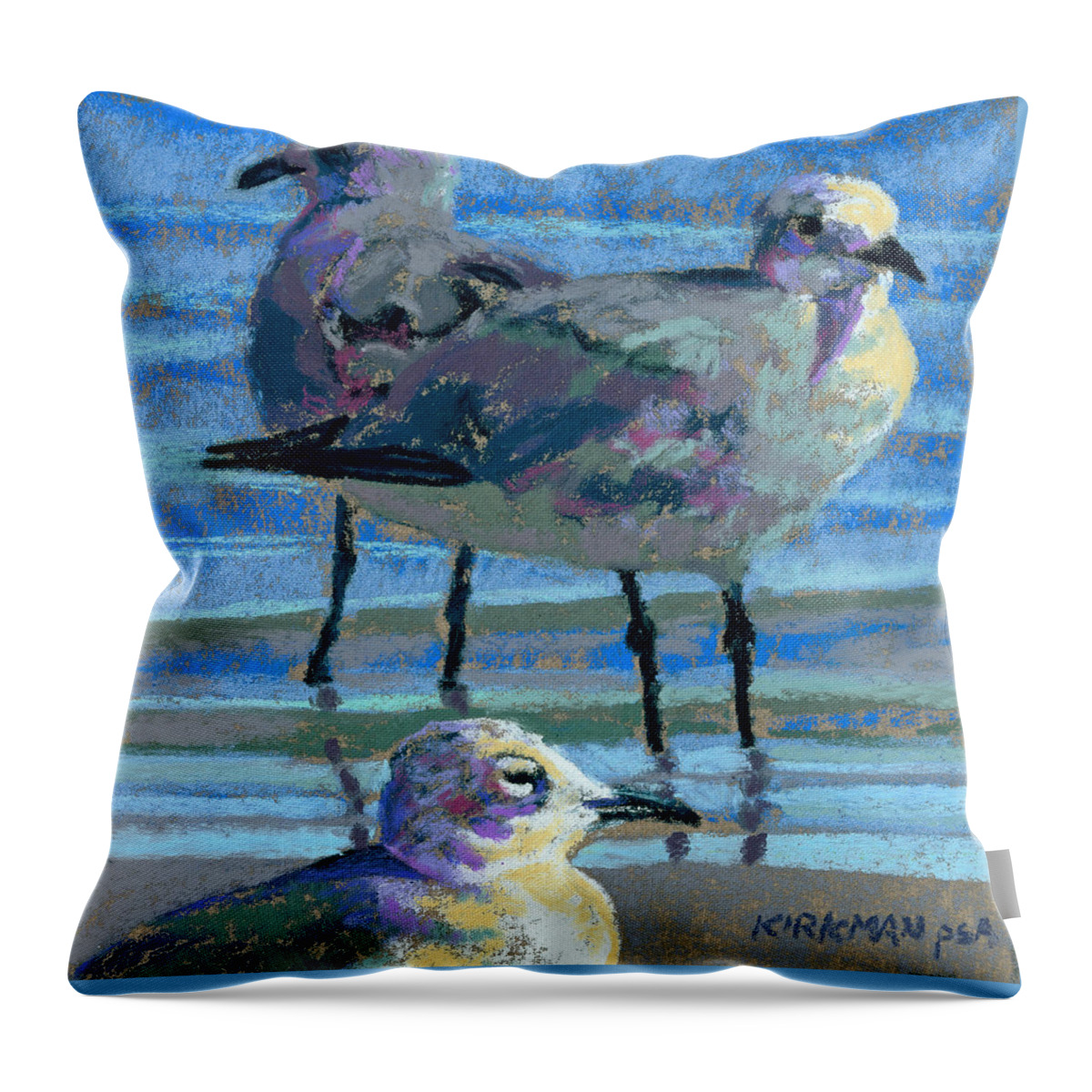 Beach Throw Pillow featuring the pastel Chillin Out by Rita Kirkman