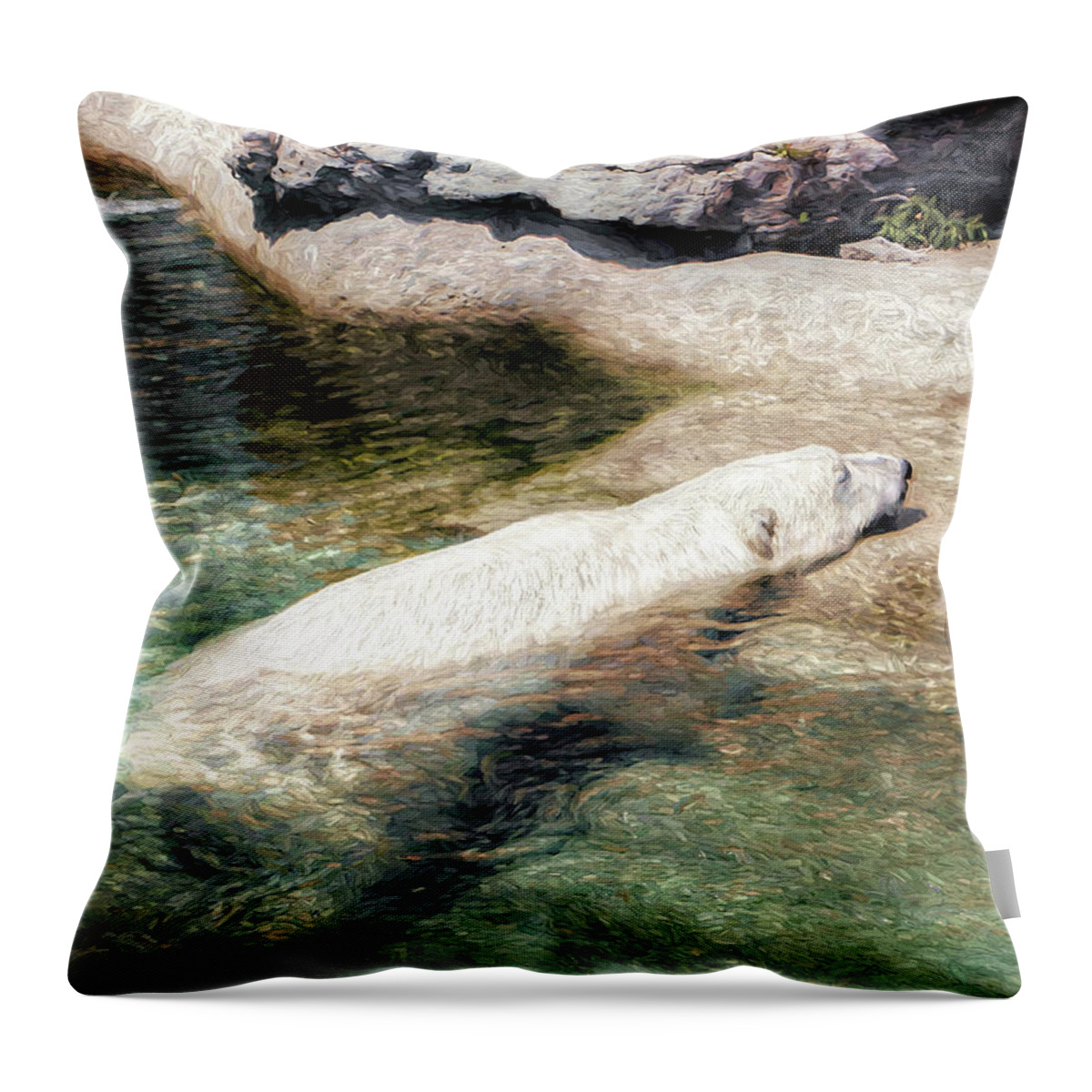 Polar Bear Throw Pillow featuring the photograph Chillin' Polar Bear by Pennie McCracken