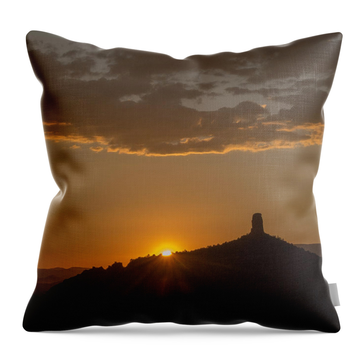 Sunset Throw Pillow featuring the photograph Chimney Rock Sunset by Laura Pratt