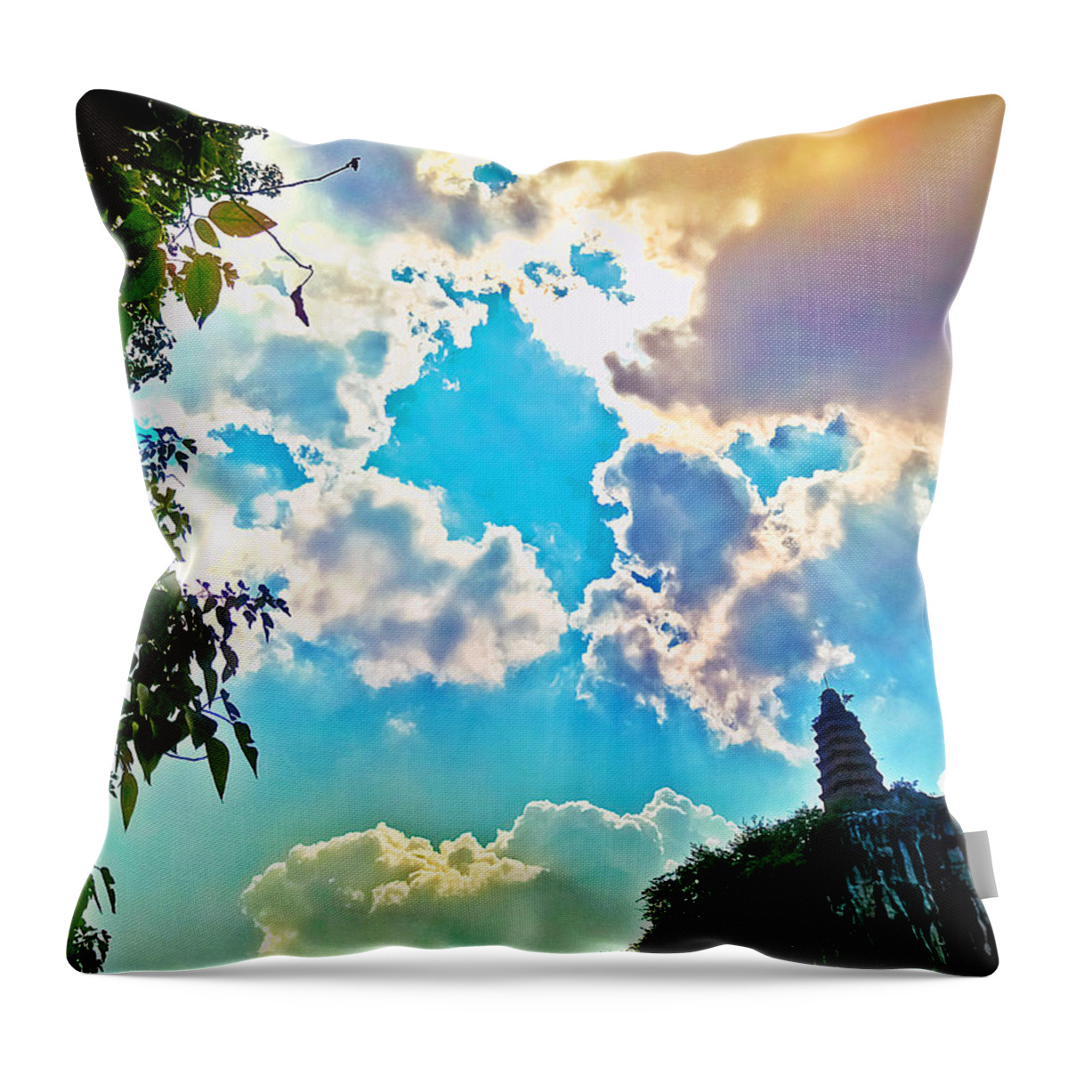 China Throw Pillow featuring the photograph China Guilin landscape scenery photography-15 by Artto Pan