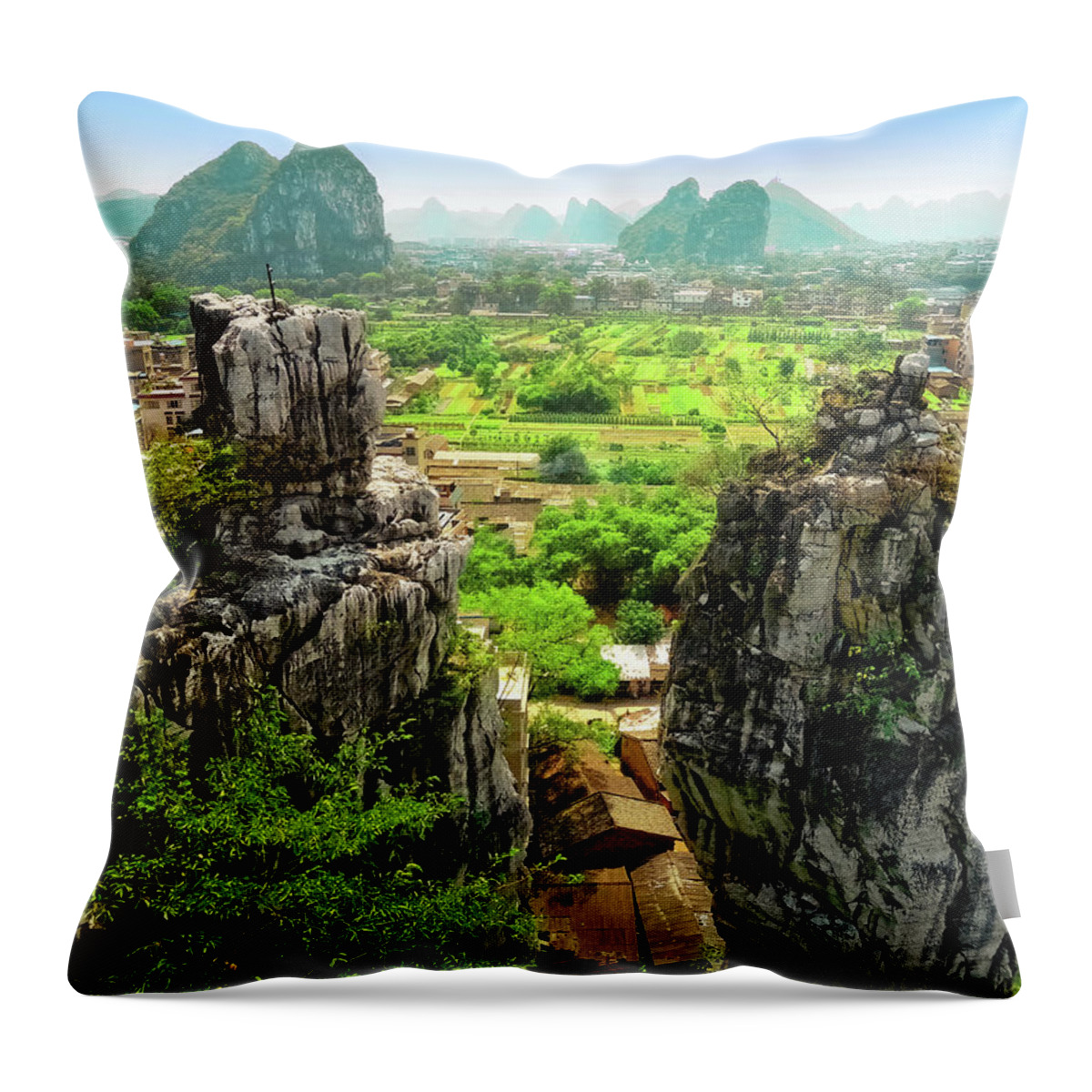 China Throw Pillow featuring the photograph China Guilin landscape scenery photography-9 by Artto Pan