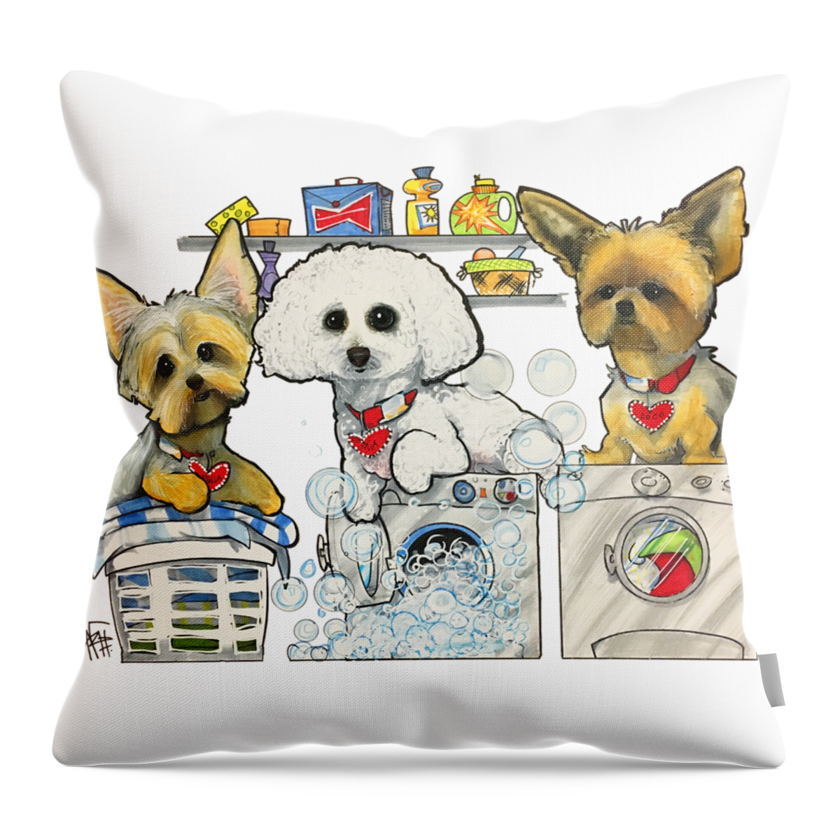 Pet Portrait Throw Pillow featuring the drawing Chinea 7-1438 by John LaFree