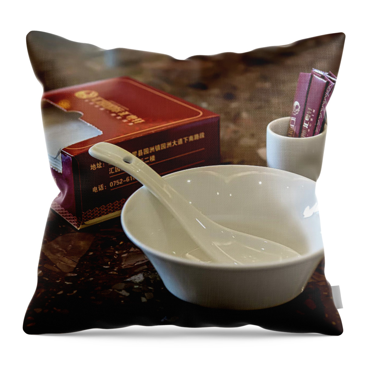 Chinese Restaurant Throw Pillow featuring the photograph Chinese Restaurant Still Life by Endre Balogh
