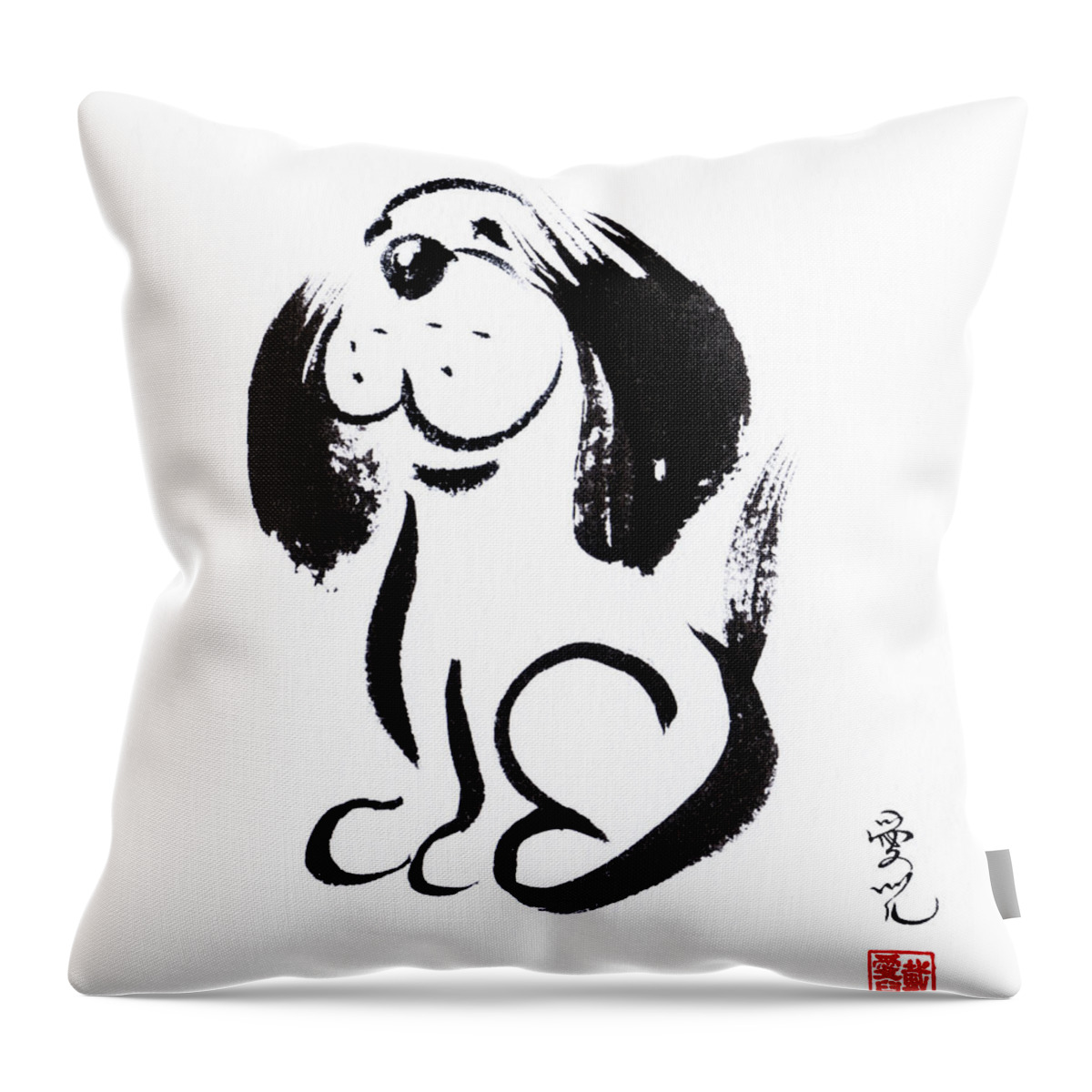 Chinese New Year Throw Pillow featuring the painting Chinese Zodiac for Year of the Dog by Oiyee At Oystudio