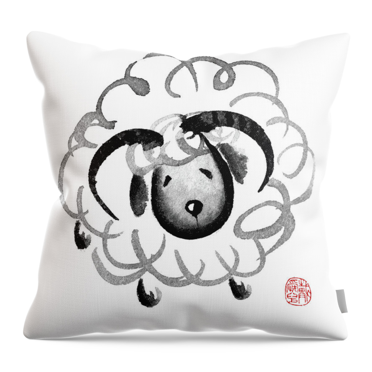 Year Of The Goat Throw Pillow featuring the painting Chinese Zodiac for Year of the Goat by Oiyee At Oystudio