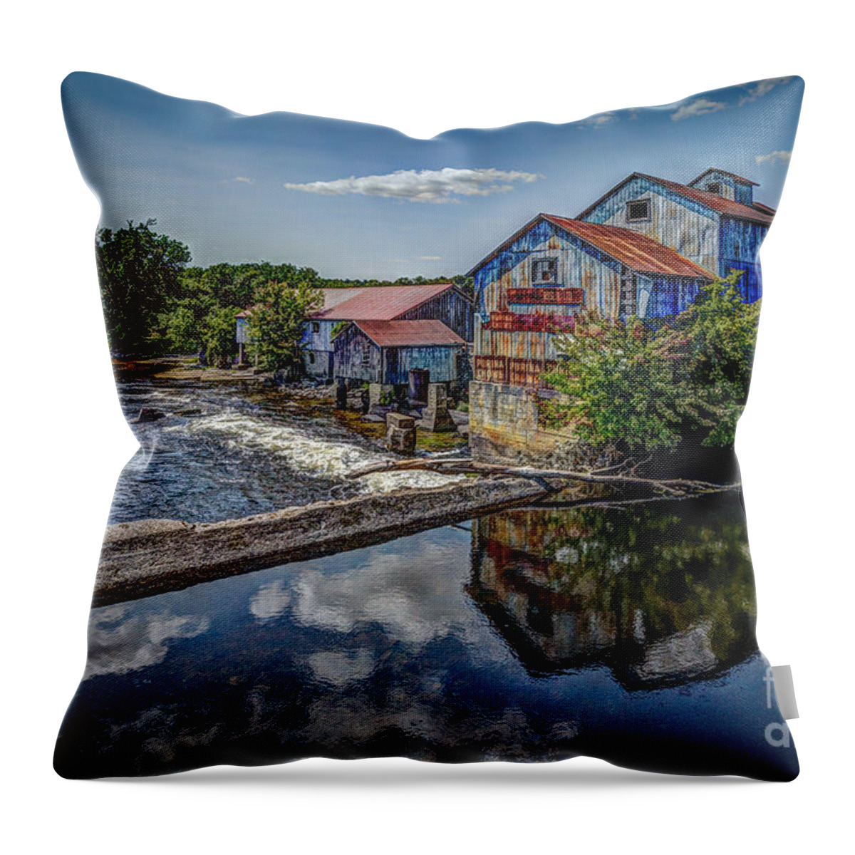 Abandoned Throw Pillow featuring the photograph Chisolm's Mills by Roger Monahan