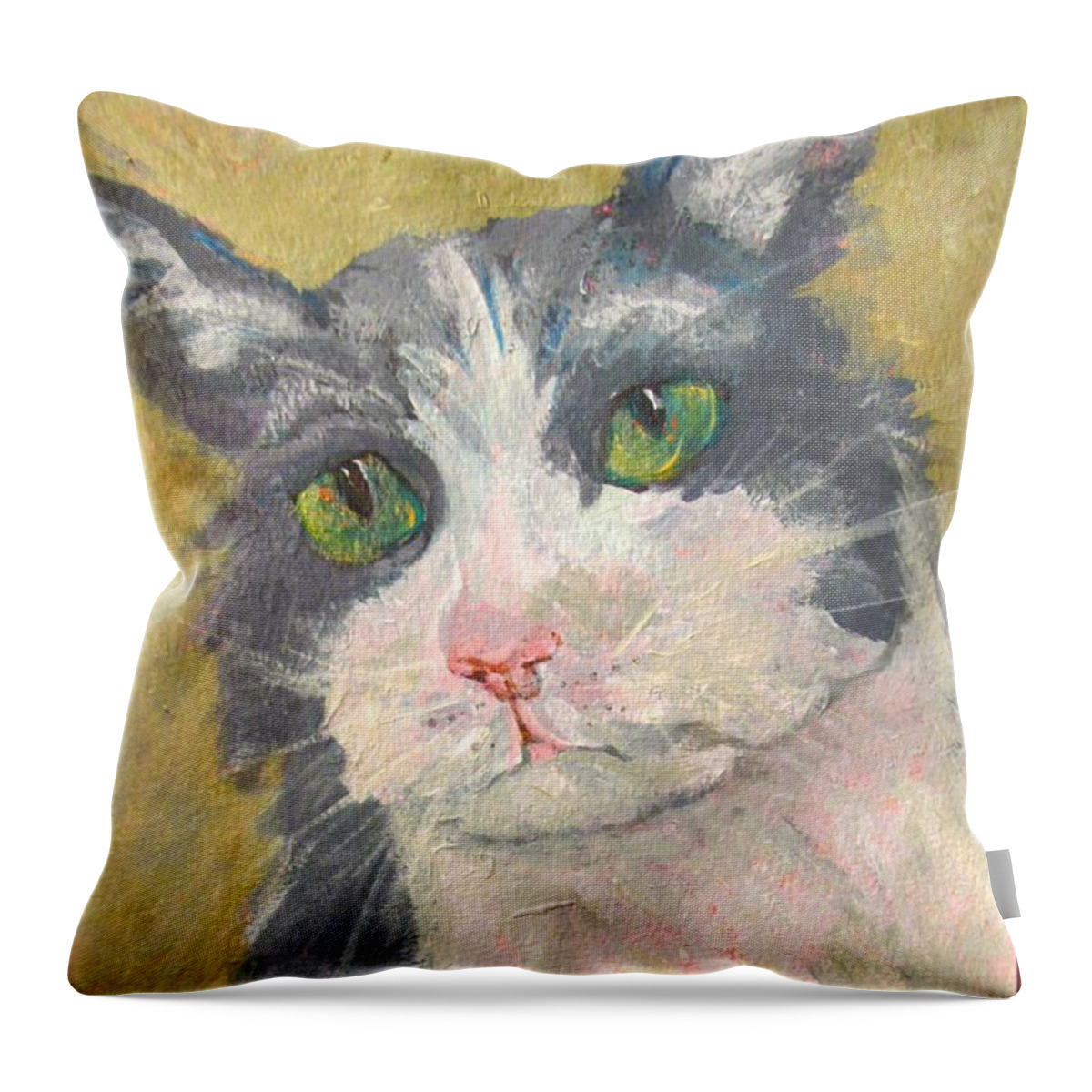 Cat Throw Pillow featuring the painting Chloe by Barbara O'Toole