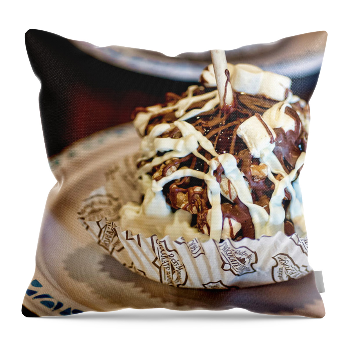 Food Throw Pillow featuring the photograph Chocolate Caramel Apple by Dan McManus