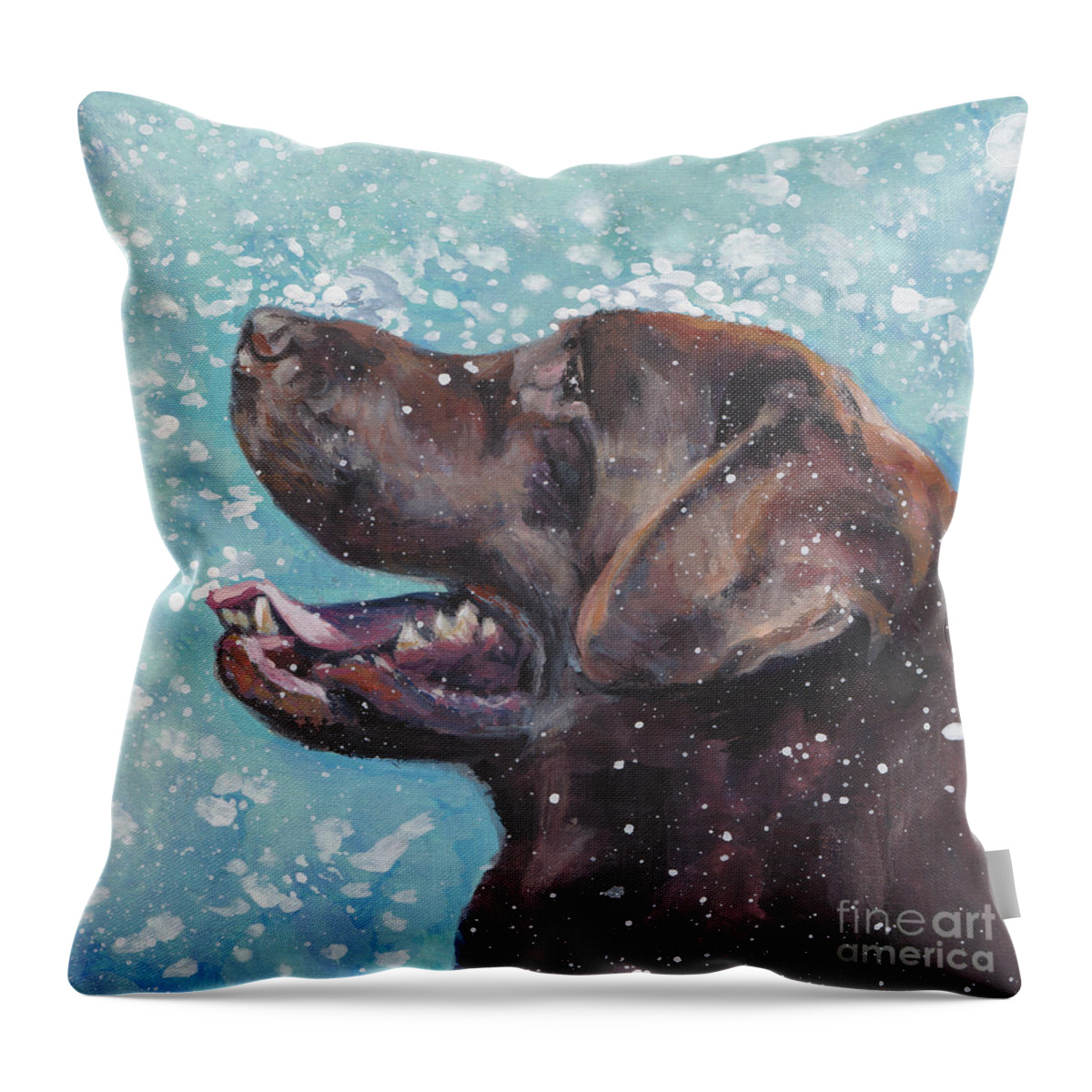 Labrador Retriever Throw Pillow featuring the painting Chocolate Labrador Retriever by Lee Ann Shepard