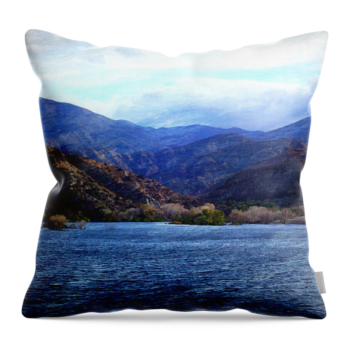 Little Rock Throw Pillow featuring the photograph Choppy Waters Across The Lake by Glenn McCarthy Art and Photography