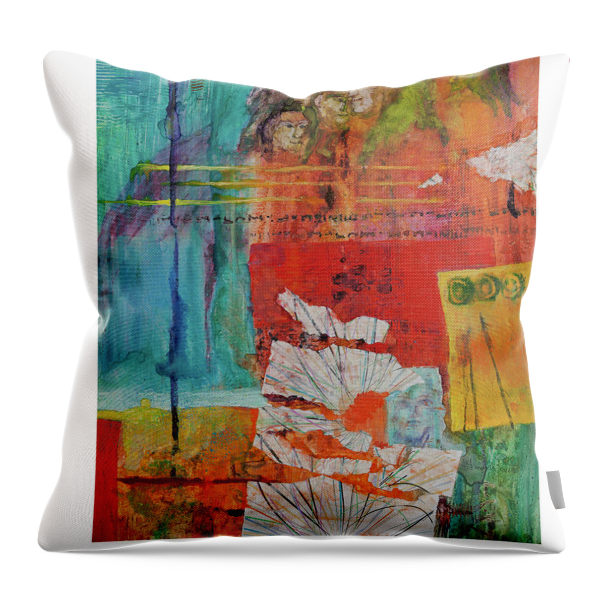 Abstract Throw Pillow featuring the painting Chorus Line by Gary DeBroekert