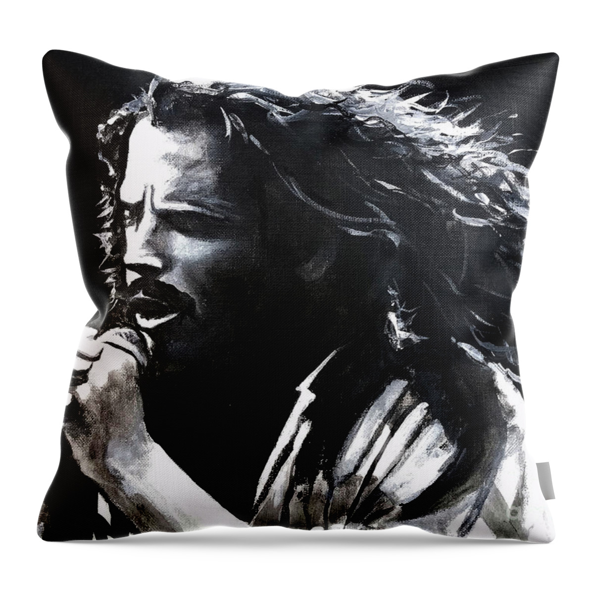 Chris Cornell Throw Pillow featuring the painting Chris Cornell by Tom Carlton