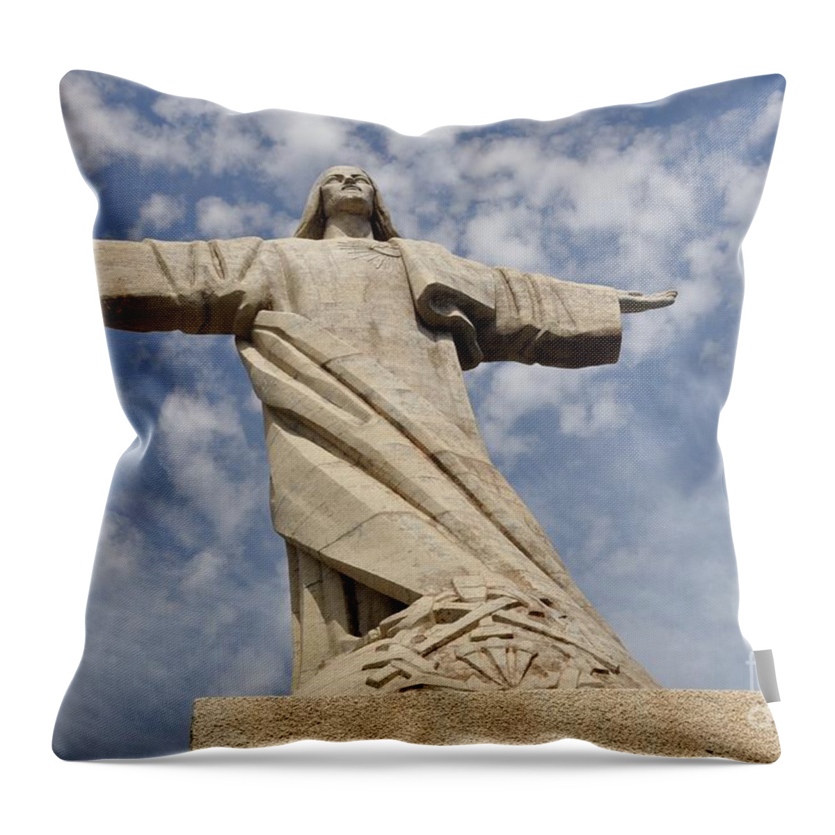 Christ The King Statue Throw Pillow featuring the photograph Christ the King by Csilla Florida