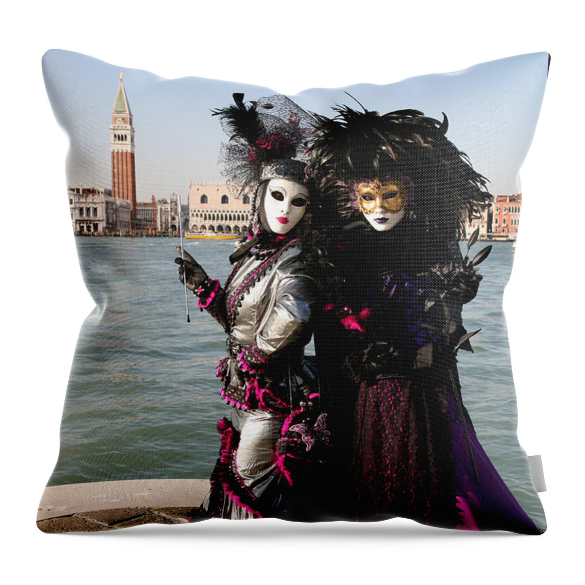 Venice Throw Pillow featuring the photograph Christine and Gunilla Across St. Mark's by Donna Corless
