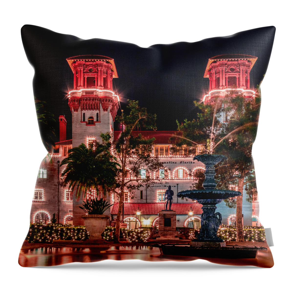 Alcazar Throw Pillow featuring the photograph Christmas At The Lightner Museum by Traveler's Pics