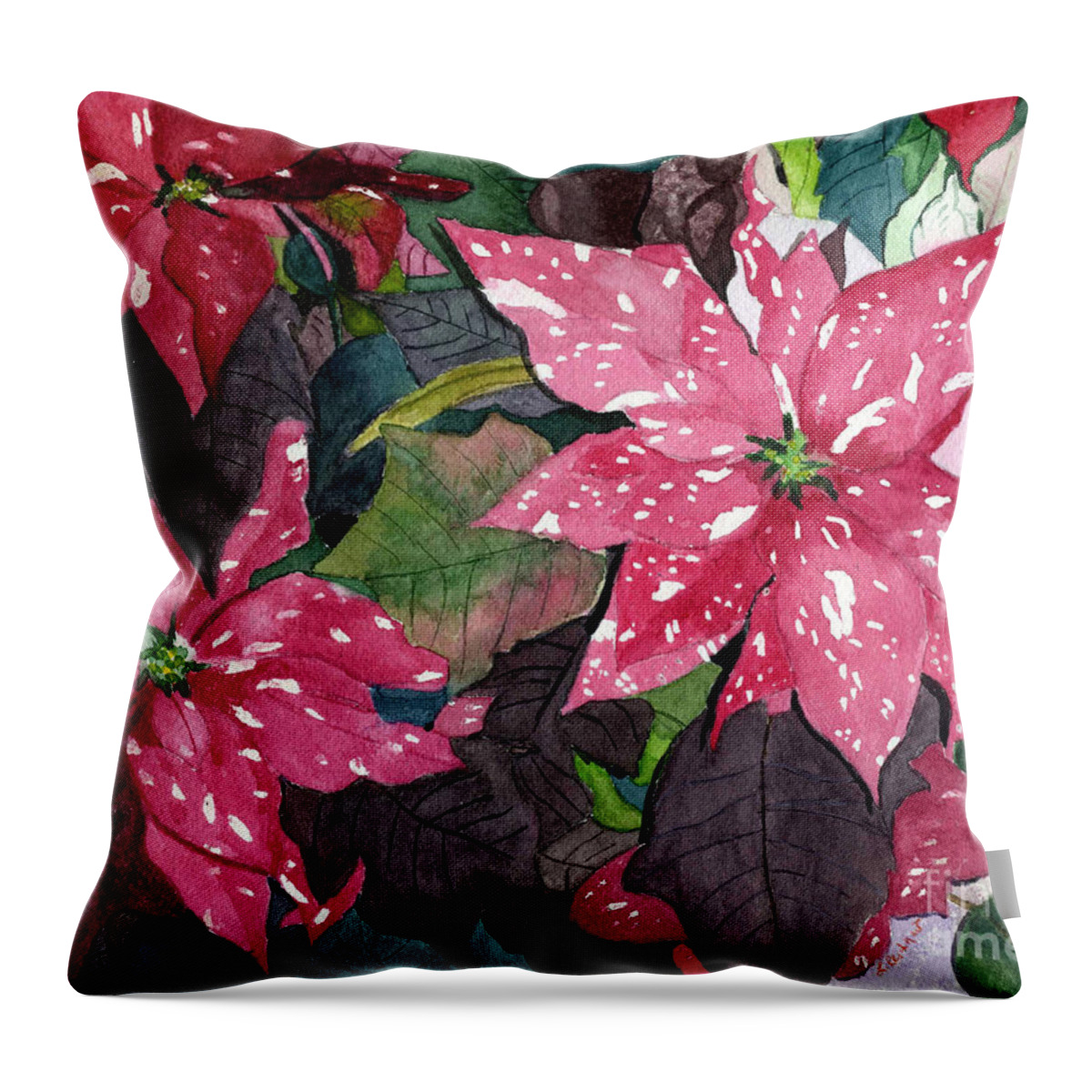 Watercolor Throw Pillow featuring the painting Christmas Beauty by Lynne Reichhart