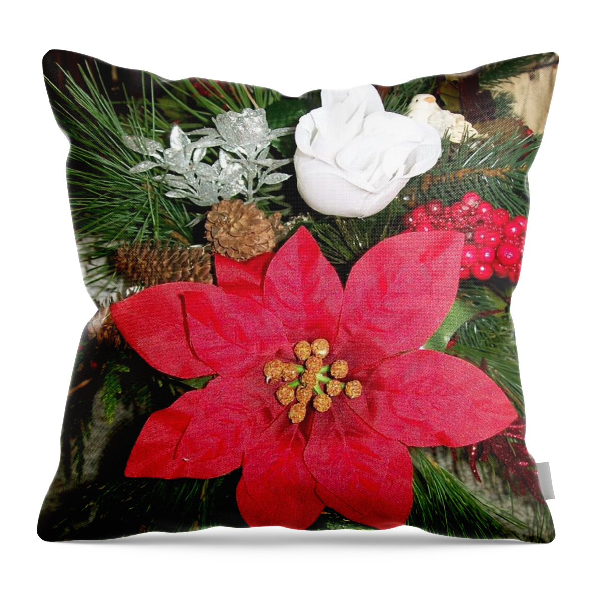 Poinsettia Throw Pillow featuring the photograph Christmas Centerpiece by Sharon Duguay