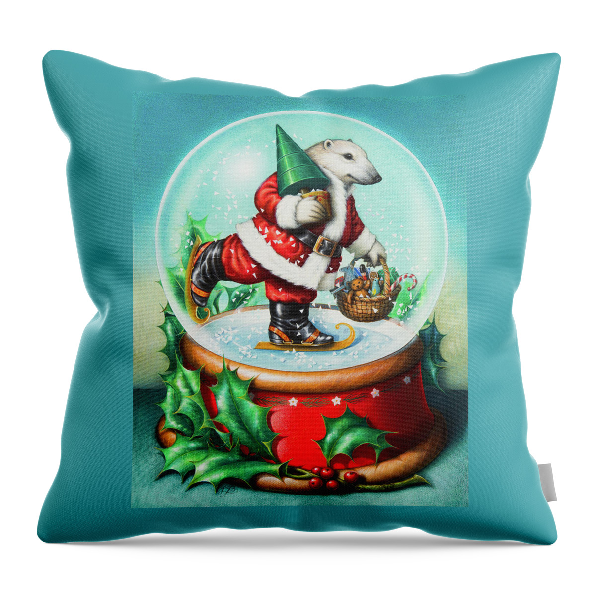 Christmas Throw Pillow featuring the painting Christmas Cheer by Lynn Bywaters