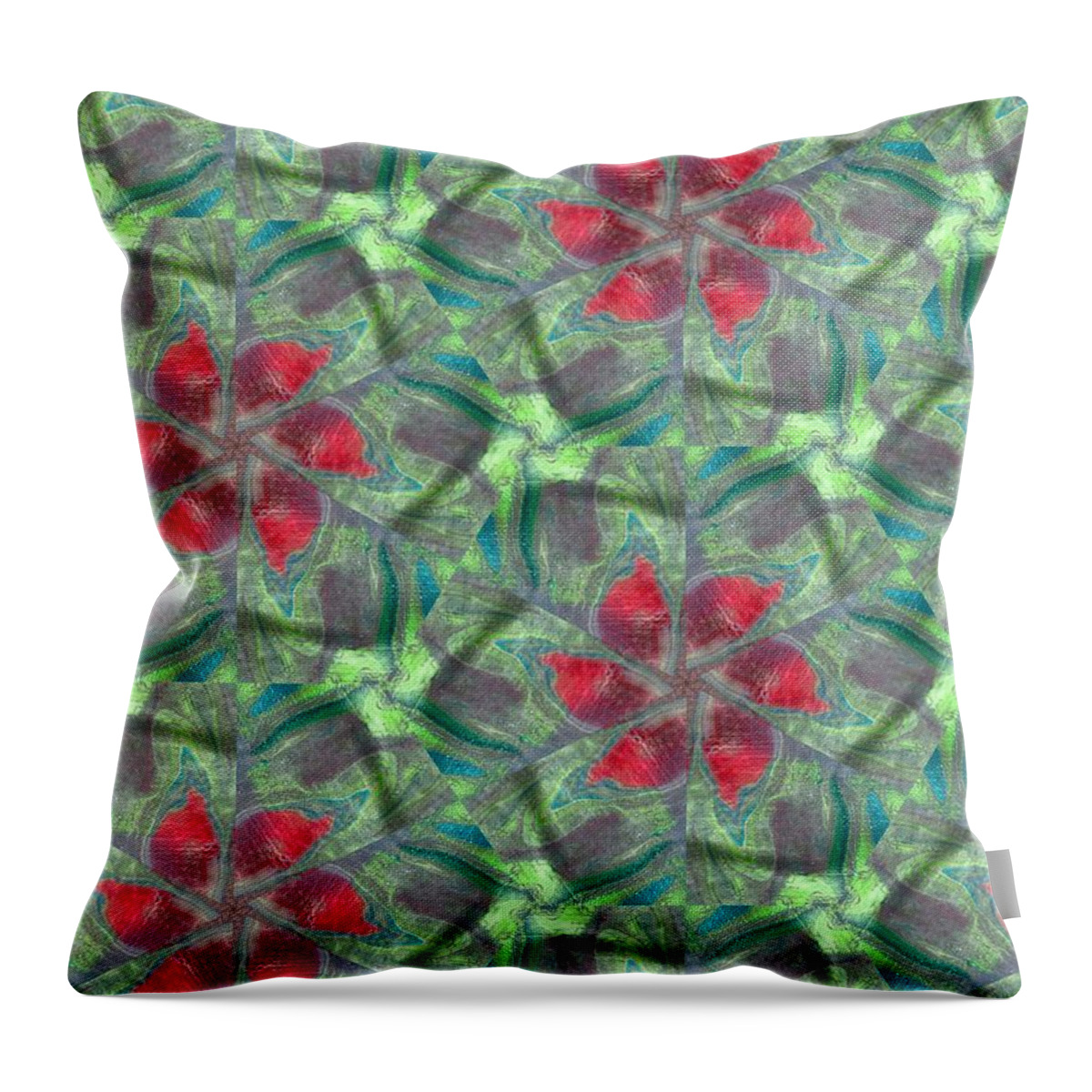 Acrylics Throw Pillow featuring the mixed media Christmas Flowers by Maria Watt