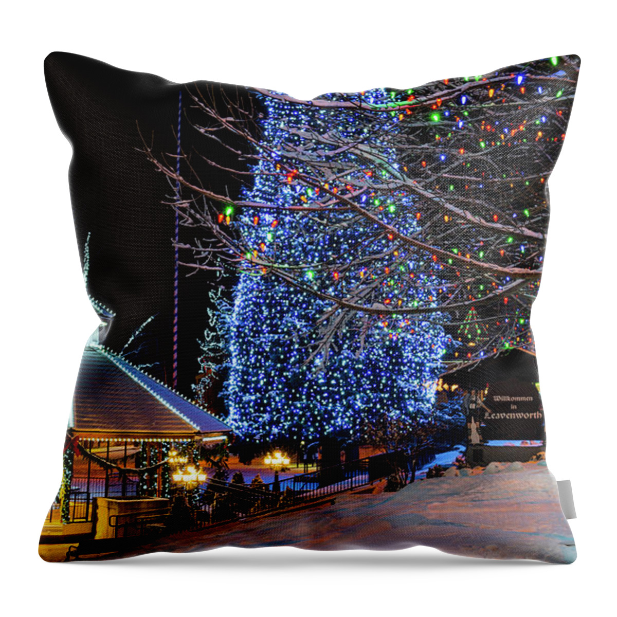 Christmas Throw Pillow featuring the photograph Christmas in Leavenworth by Dan Mihai