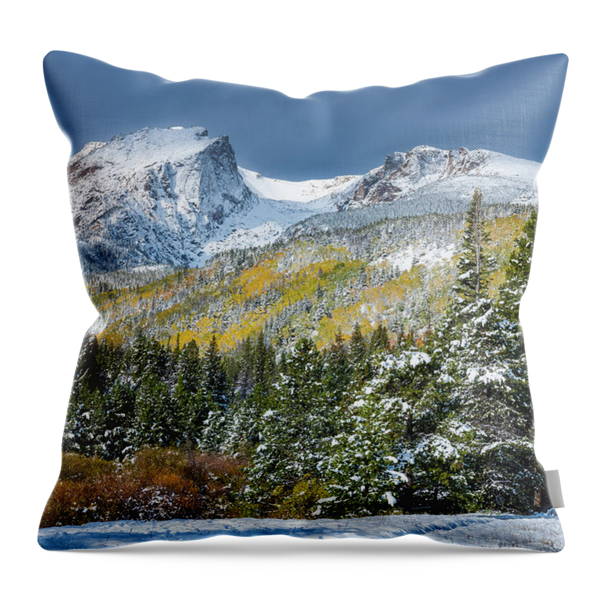 Snow Throw Pillow featuring the photograph Christmas in the Rockies by Darren White