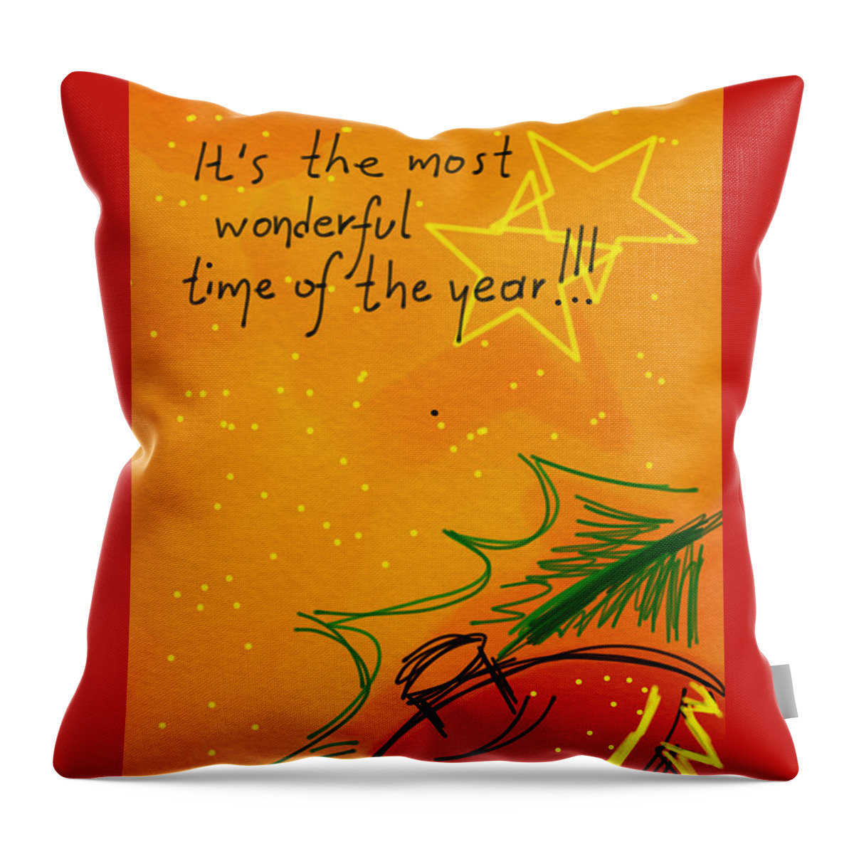 Christmas Throw Pillow featuring the digital art Christmas is coming by Sophia Gaki Artworks