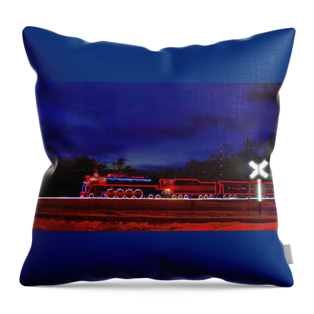 Train Throw Pillow featuring the photograph Christmas Lights on the Meteor 4500 by Janette Boyd