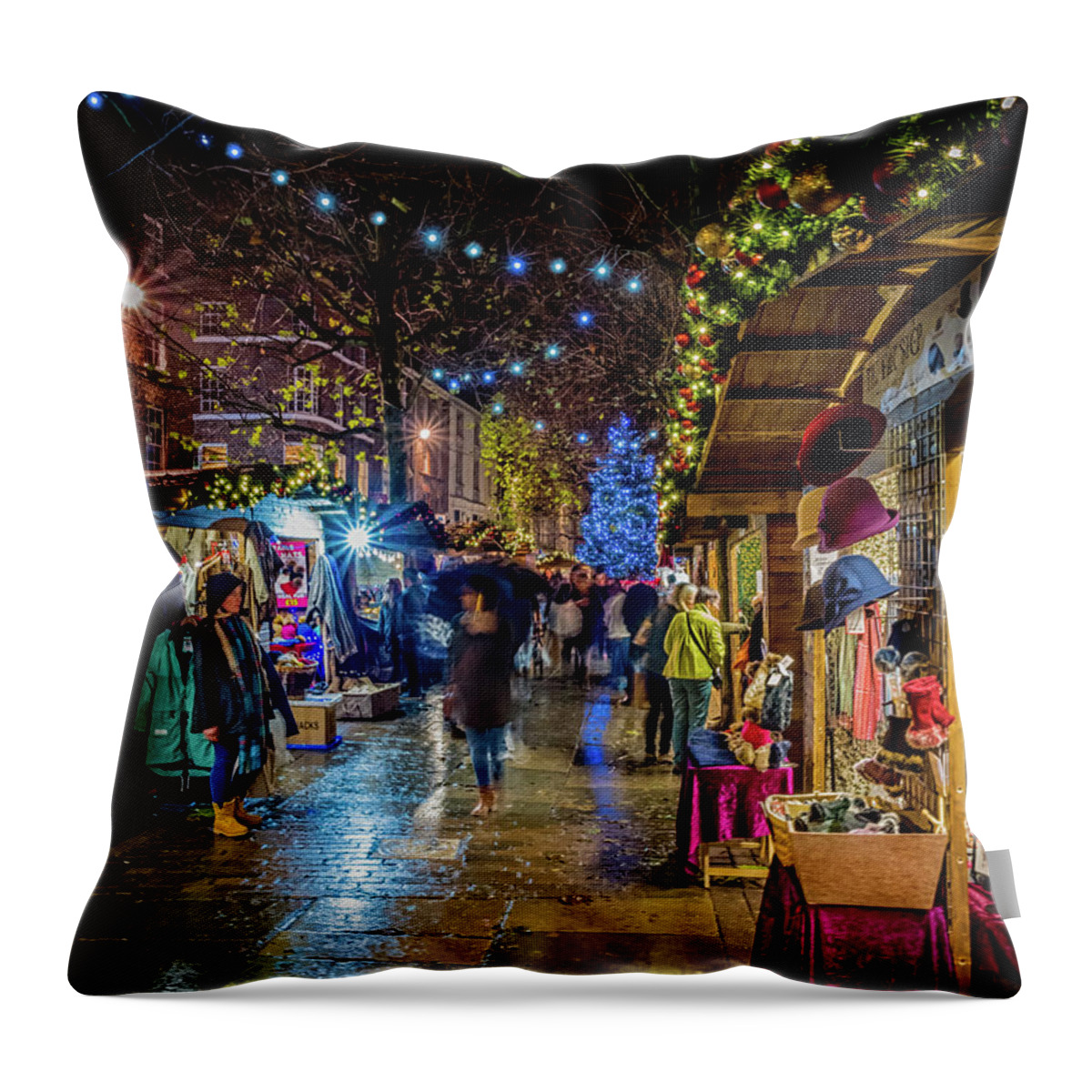 Xmas Throw Pillow featuring the photograph Christmas Market by Nick Bywater