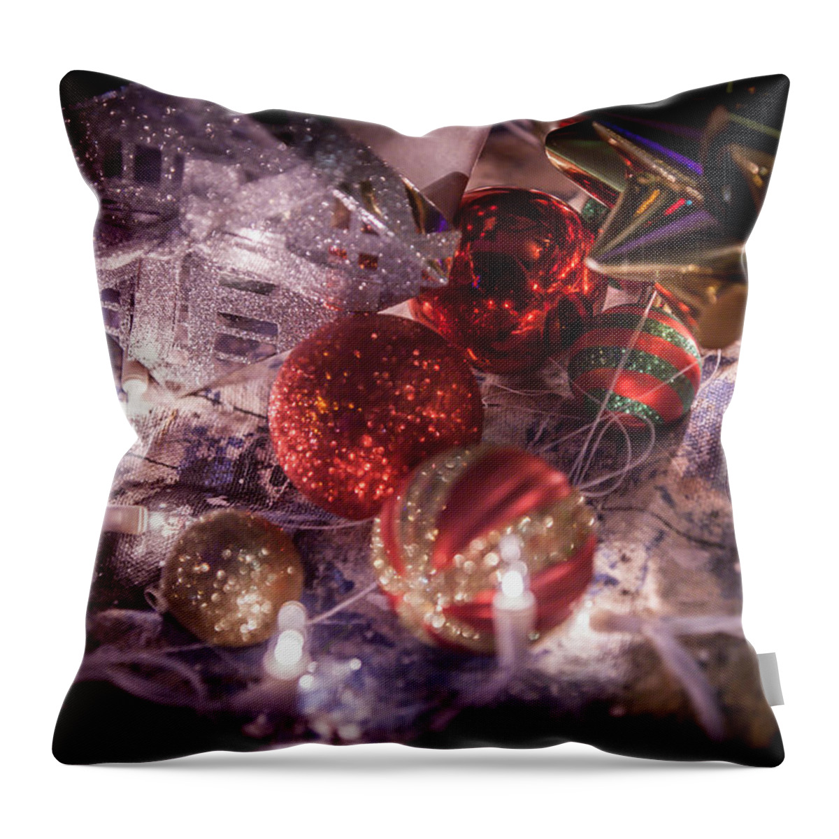 Christmas Throw Pillow featuring the photograph Christmas Ornamments by Ray Congrove