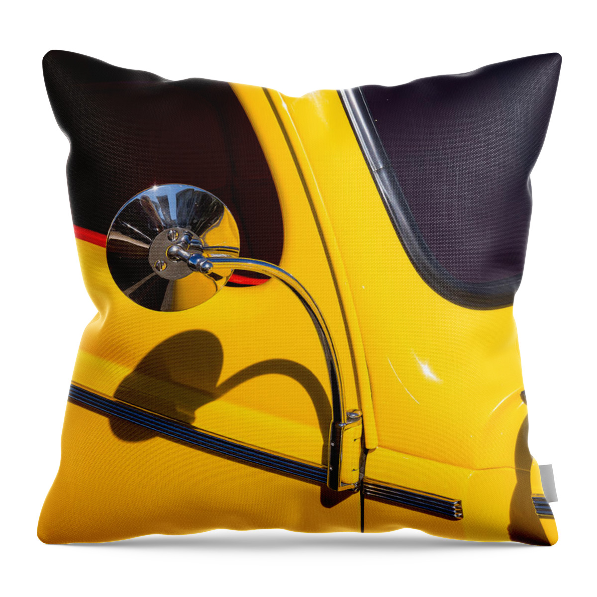 Chevy Throw Pillow featuring the photograph Chrome Mirrored to Yellow by Gary Karlsen