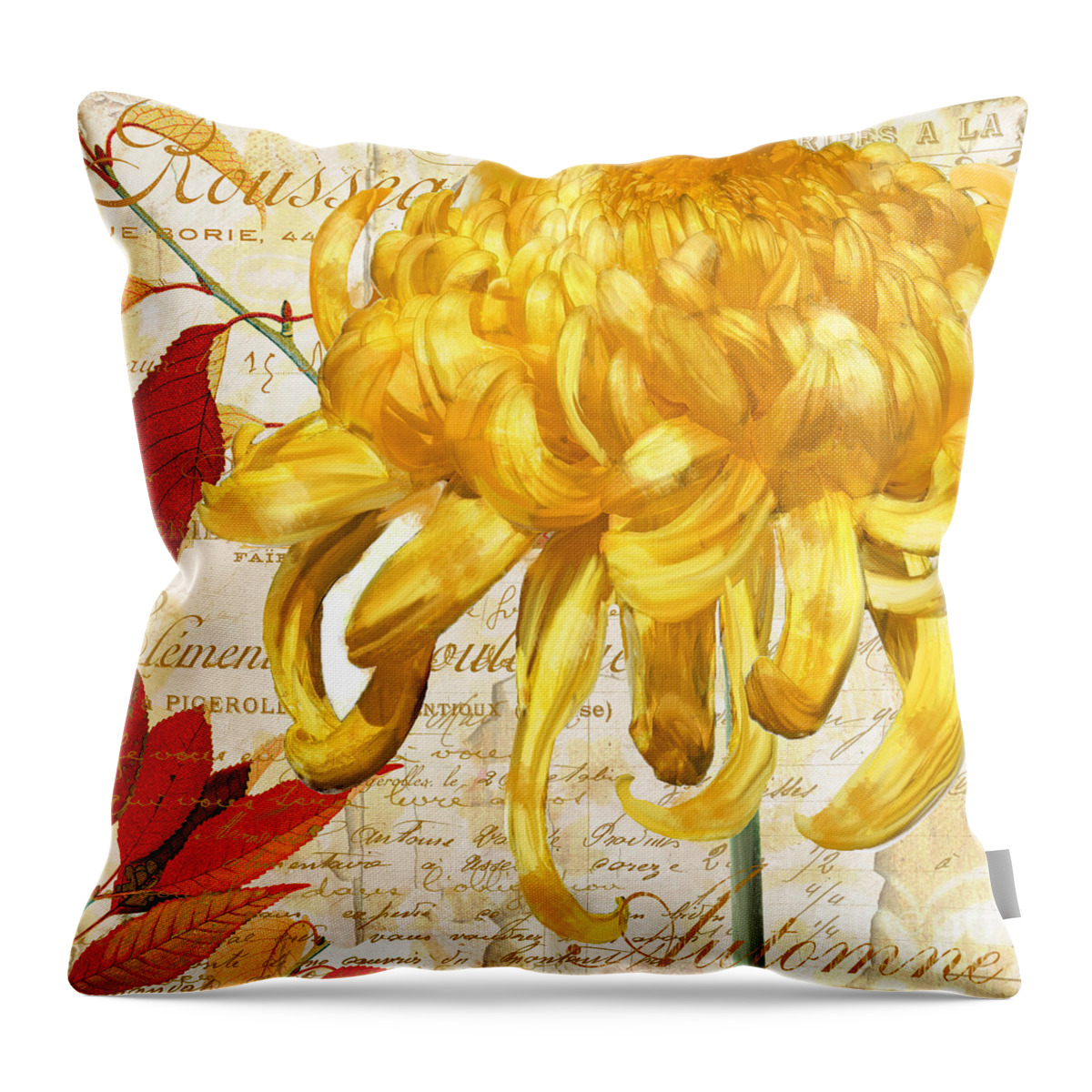 Chrysanthemums Throw Pillow featuring the painting Chrysanthemes by Mindy Sommers