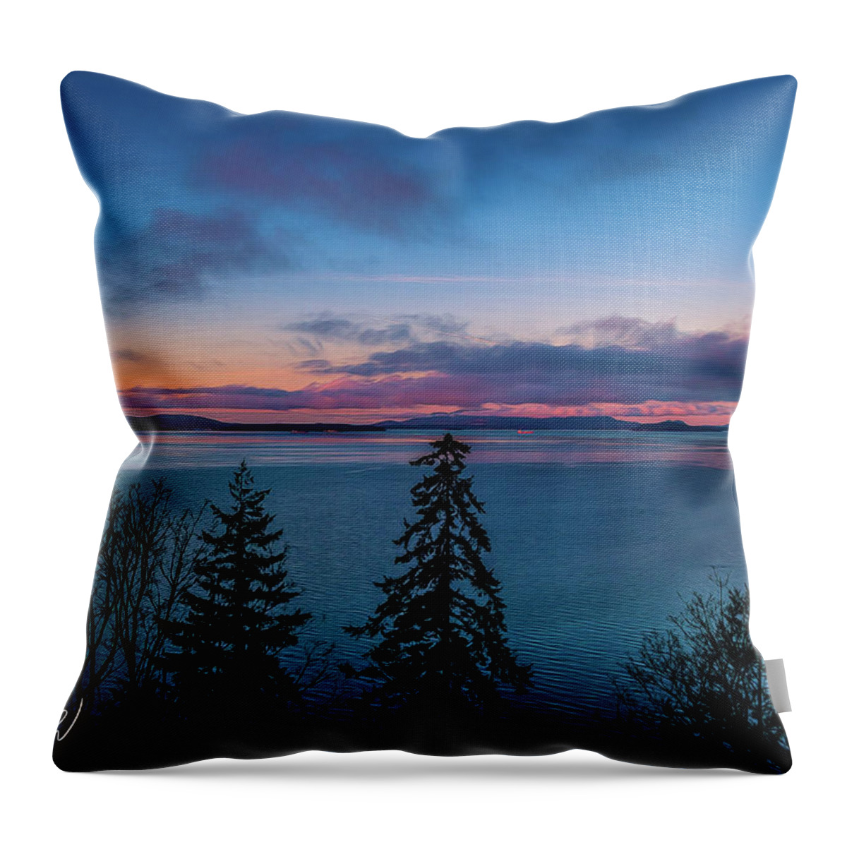 Sunrise Throw Pillow featuring the photograph Chuckanut Sunrise by Mark Joseph