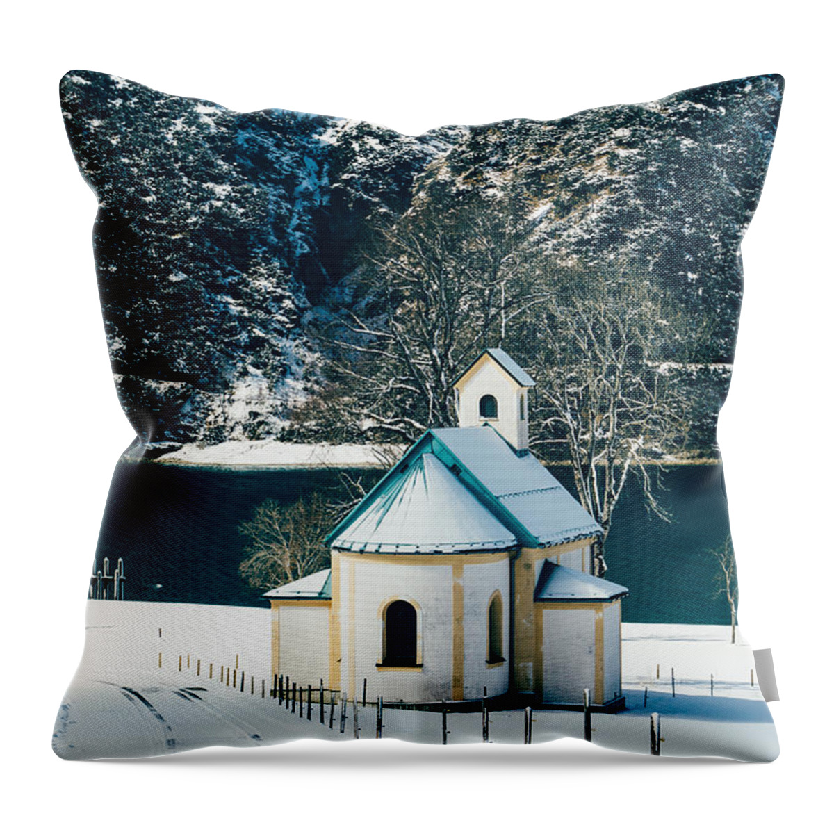 Winter Throw Pillow featuring the photograph Church By The Achensee by Pati Photography