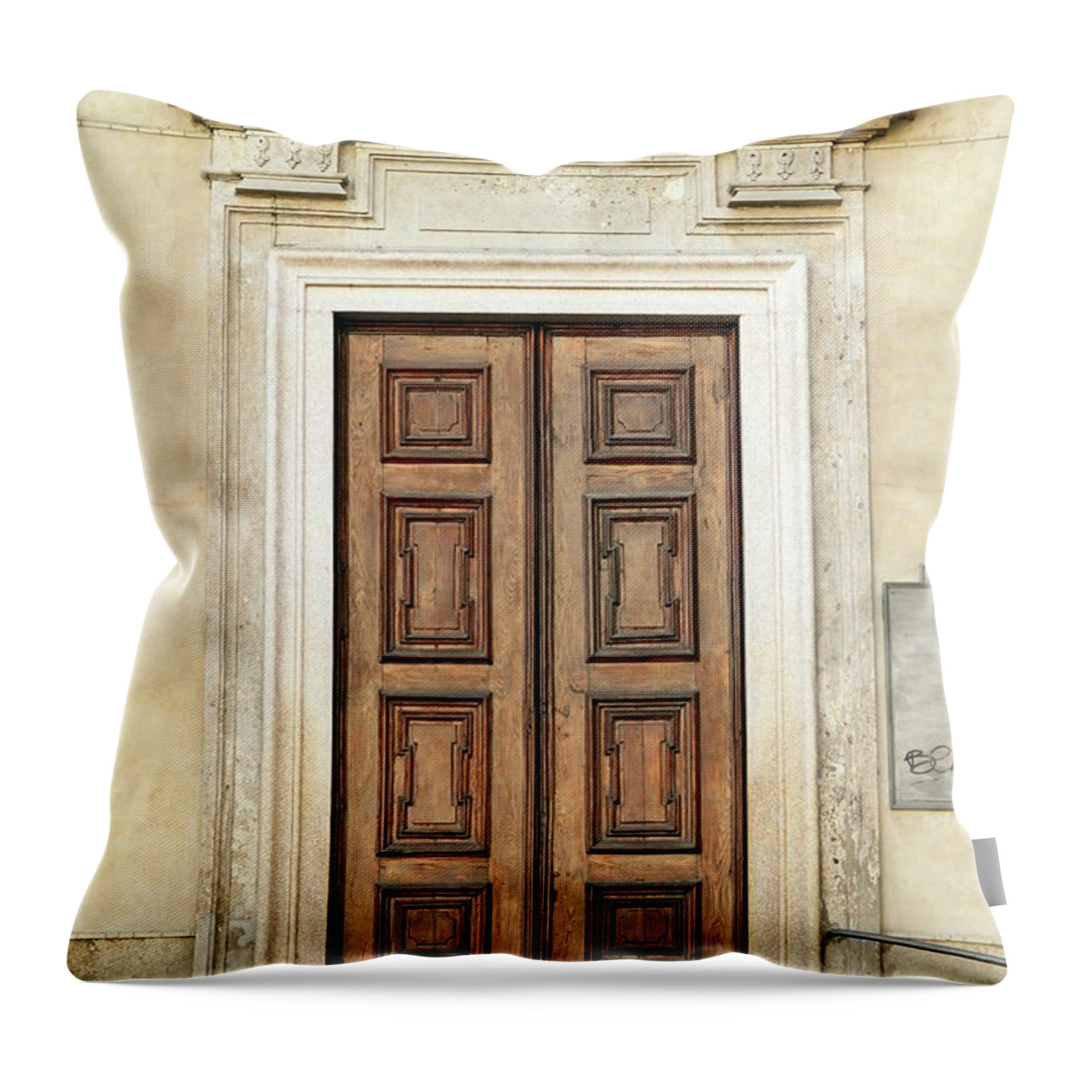 Church Throw Pillow featuring the photograph Church Door by Valentino Visentini