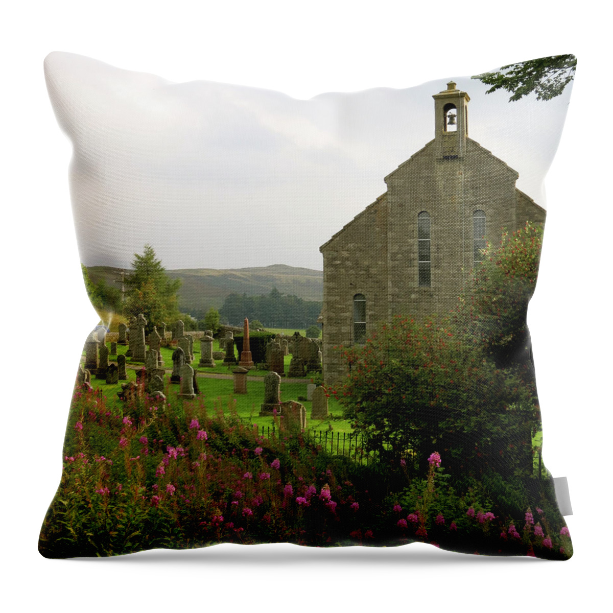 Churchyard Throw Pillow featuring the photograph Church in Isle of Skye by Azthet Photography