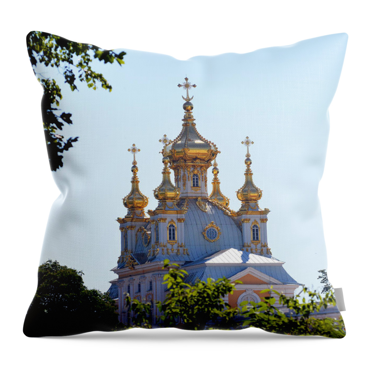 Peterhof Palace Throw Pillow featuring the photograph Church of Grand Peterhof Palace by Terence Davis