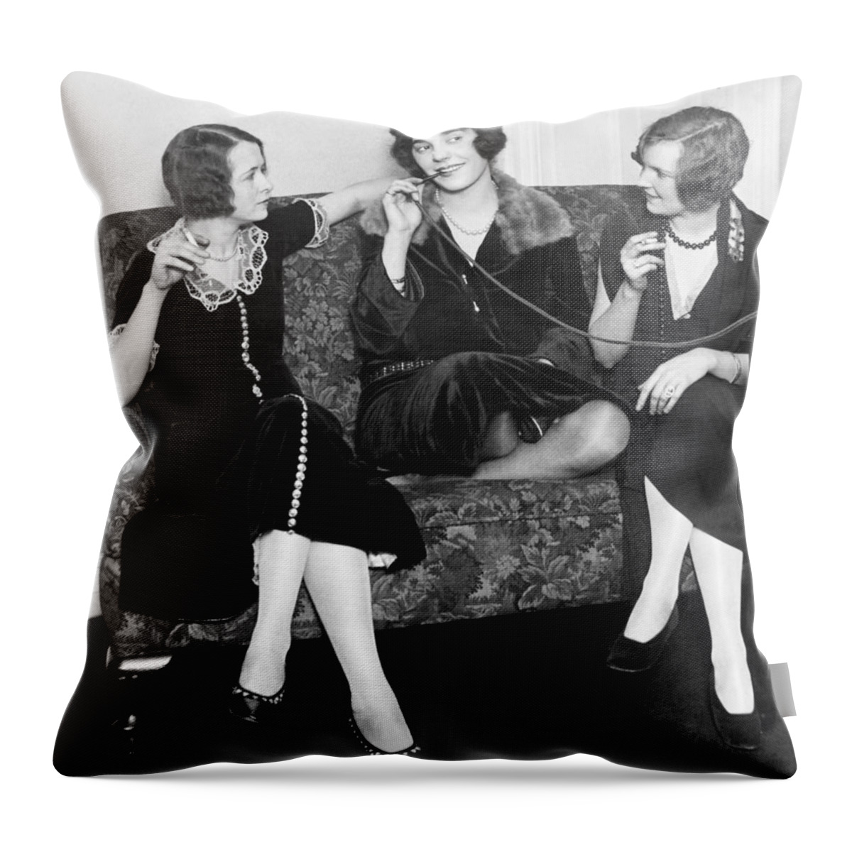 1924 Throw Pillow featuring the photograph Cigarette Smoking, 1924 by Granger