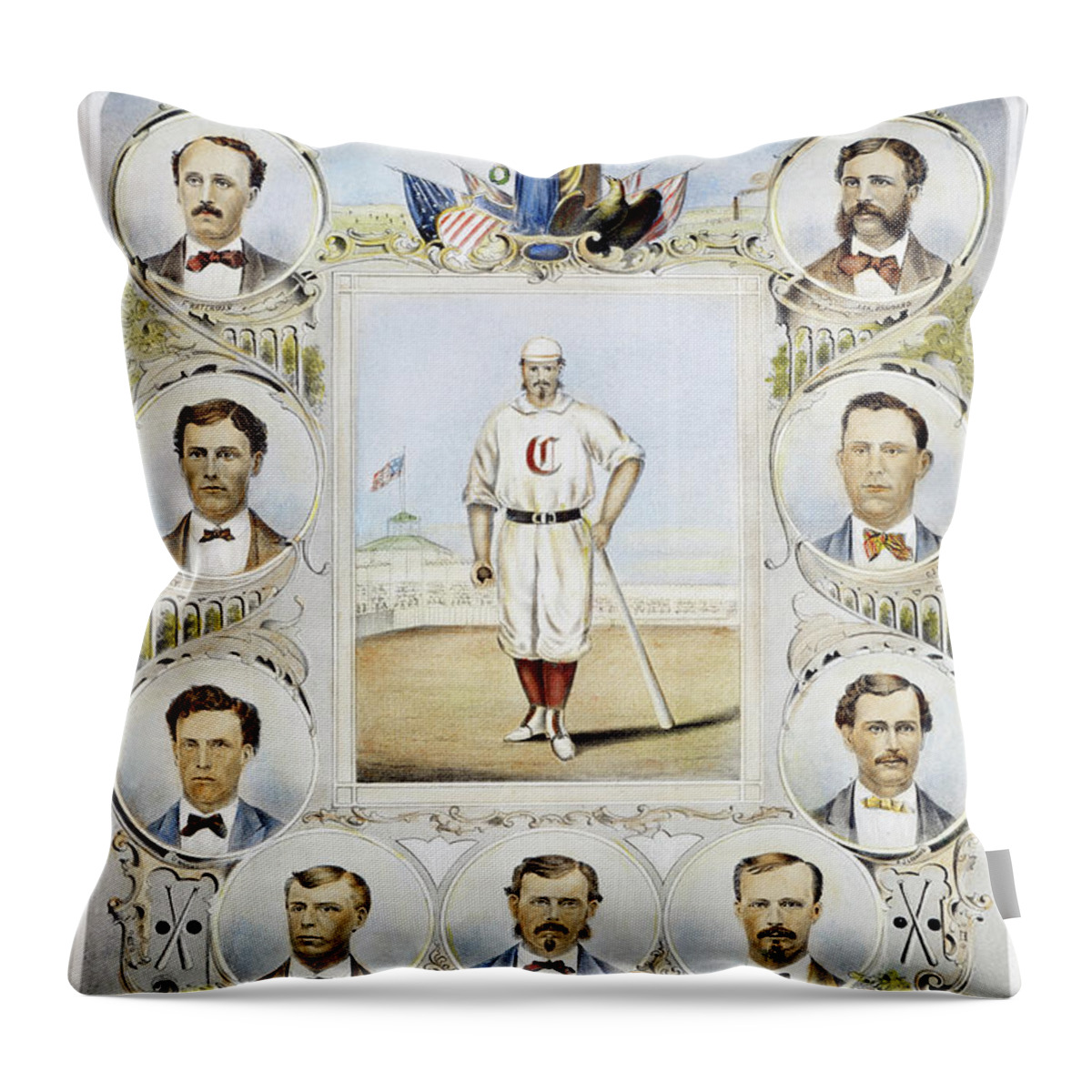 1869 Throw Pillow featuring the photograph Cincinnati Baseball Team, 1869 by Granger