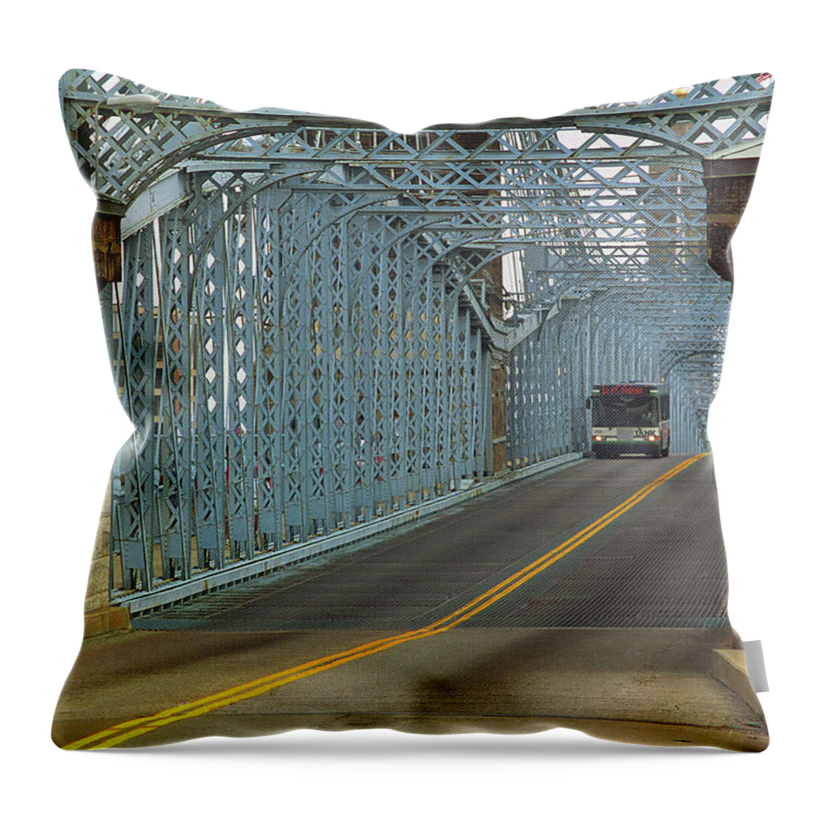 Arches Throw Pillow featuring the photograph Cincinnati - Roebling Bridge 1 by Frank Romeo